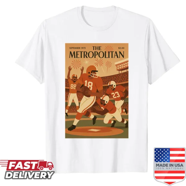 Vintage American football design inspired by sports covers on a shirt