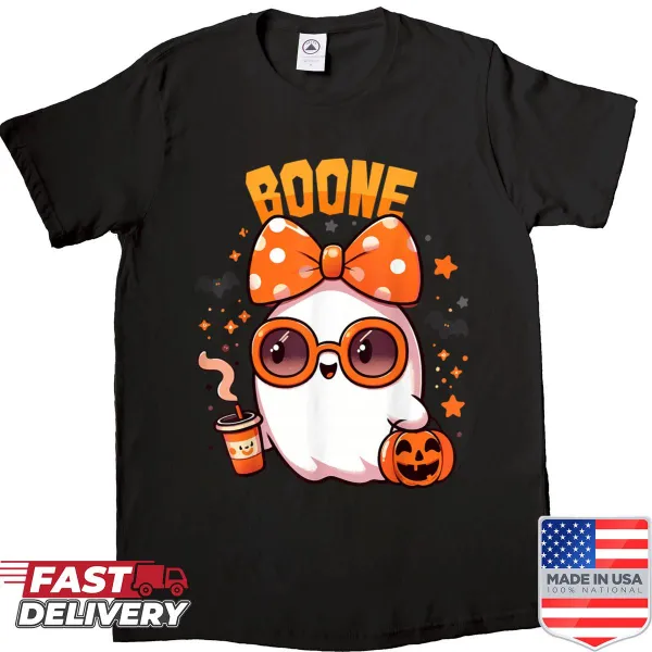 Funny Halloween ghost shirt featuring the name Boone