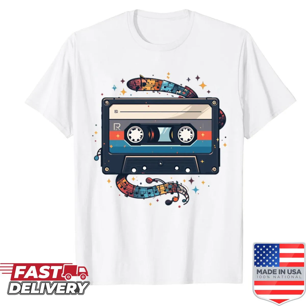 Retro T-shirt featuring a nostalgic cassette tape design