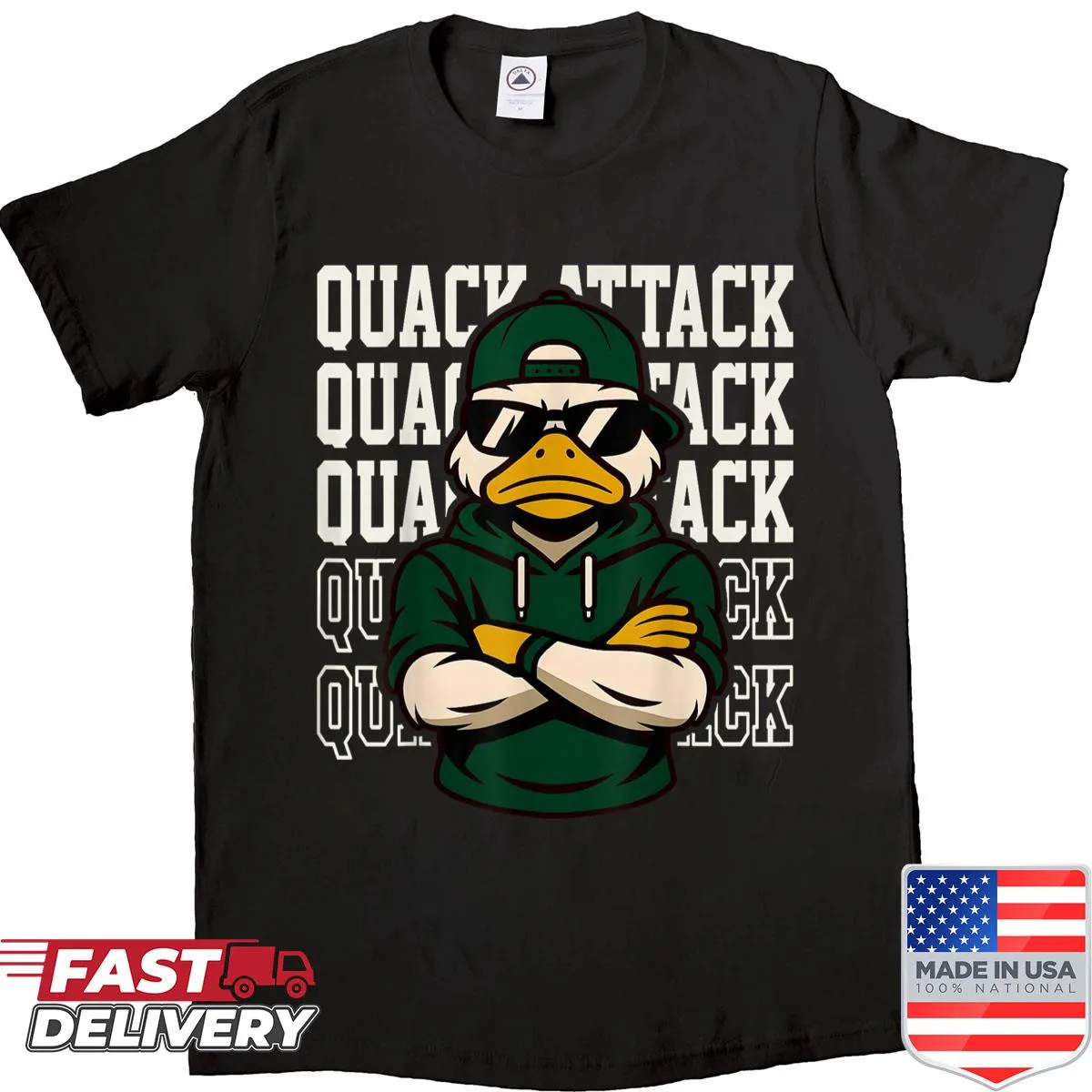 Retro Oregon Quack Attack shirt featuring a playful duck design