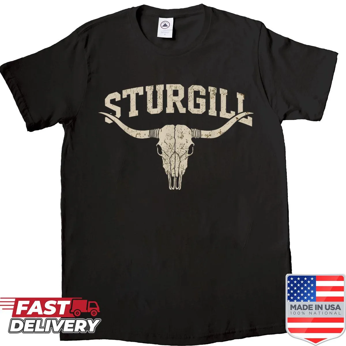 Retro Sturgill name graphic on T-shirt