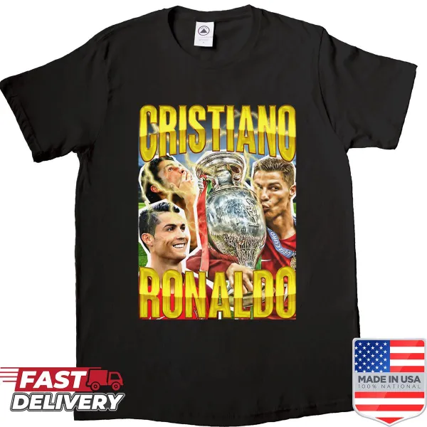 Ronaldo silhouette graphic shirt for soccer fans