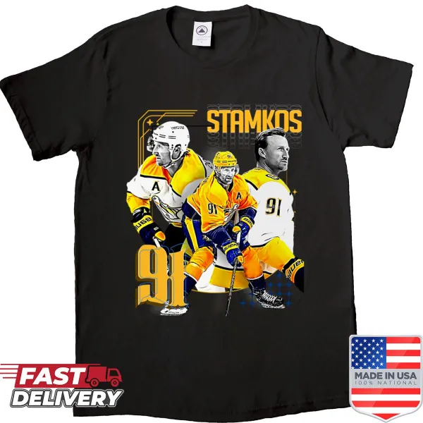 Illustrated S Stamkos graphic shirt for hockey fans