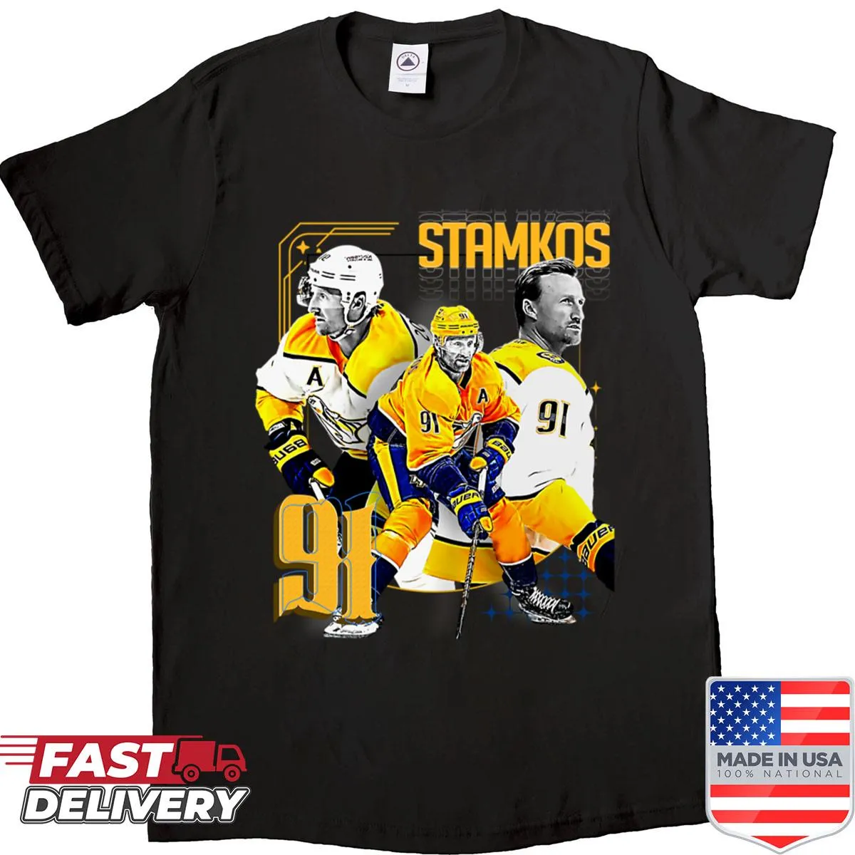 Illustrated S Stamkos graphic shirt for hockey fans