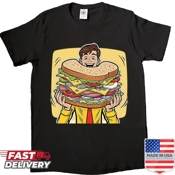 Retro shirt with a heroic sandwich design in vintage poster style.