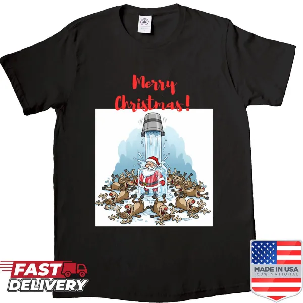 Illustration of Santa with an ice bucket on a shirt