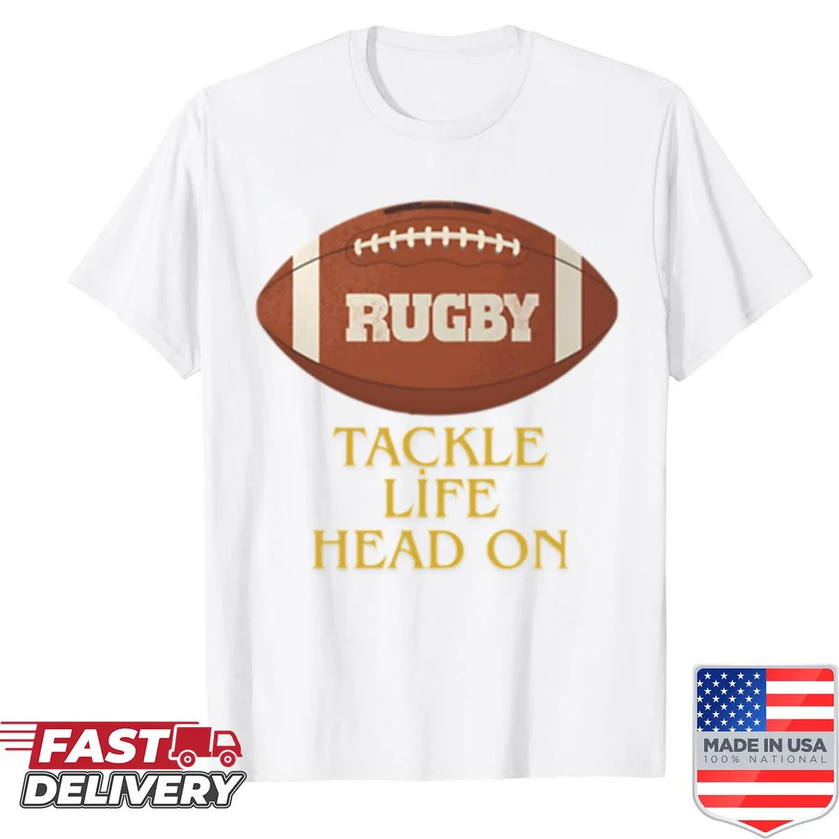 Funny rugby phrase graphic on a T-shirt