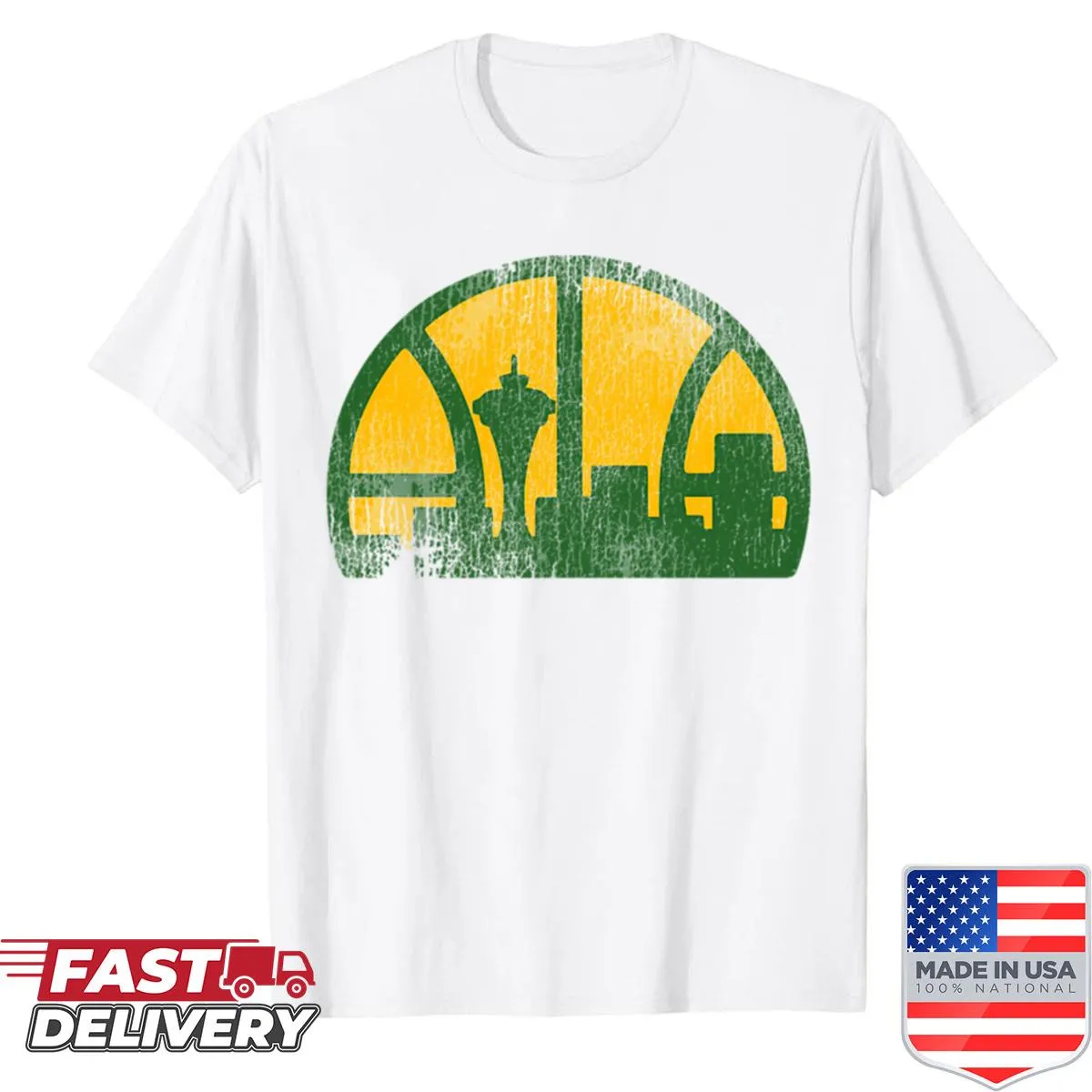 Classic Seattle Supersonics basketball graphic t-shirt
