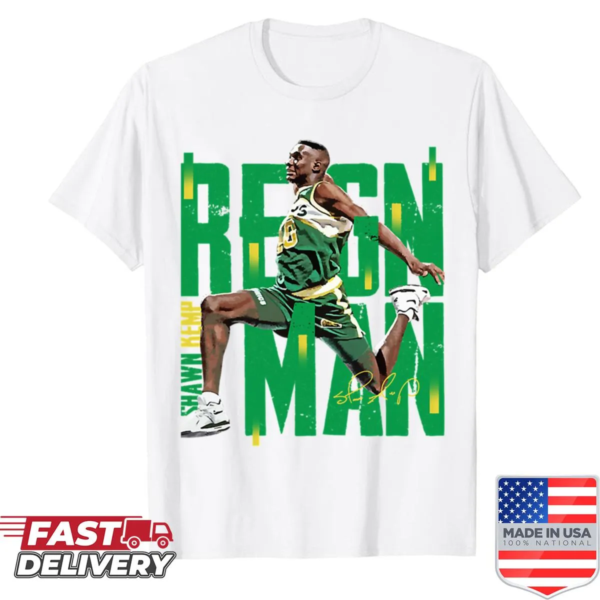 Vintage-style oversized shirt honoring Shawn Kemp's basketball legacy