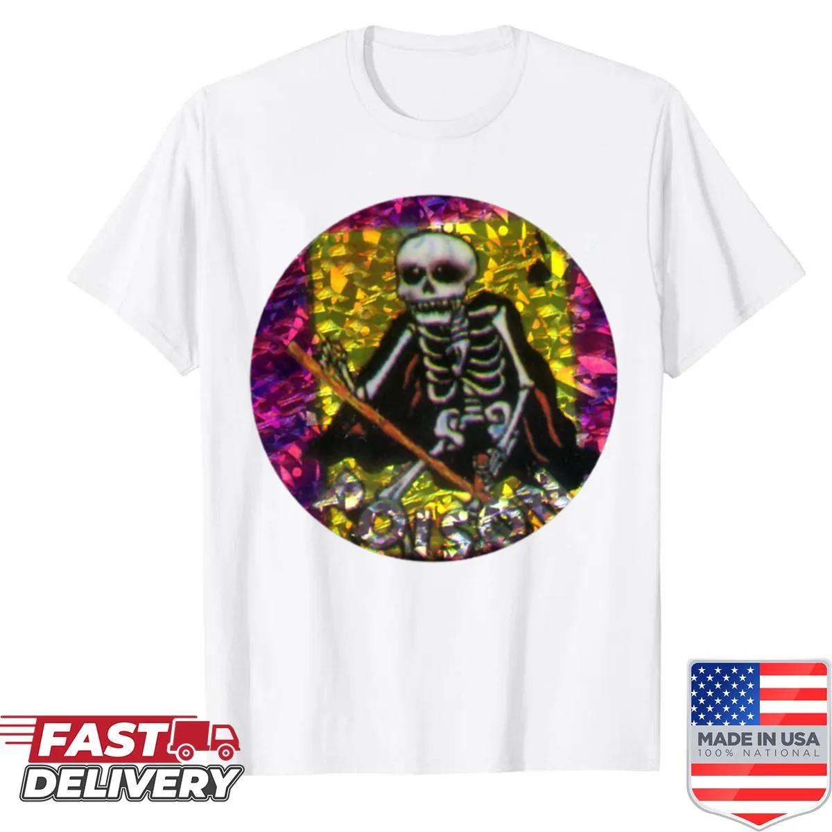 Vintage art style shirt featuring a skeleton