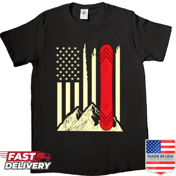 Snowboarder shirt with American flag design