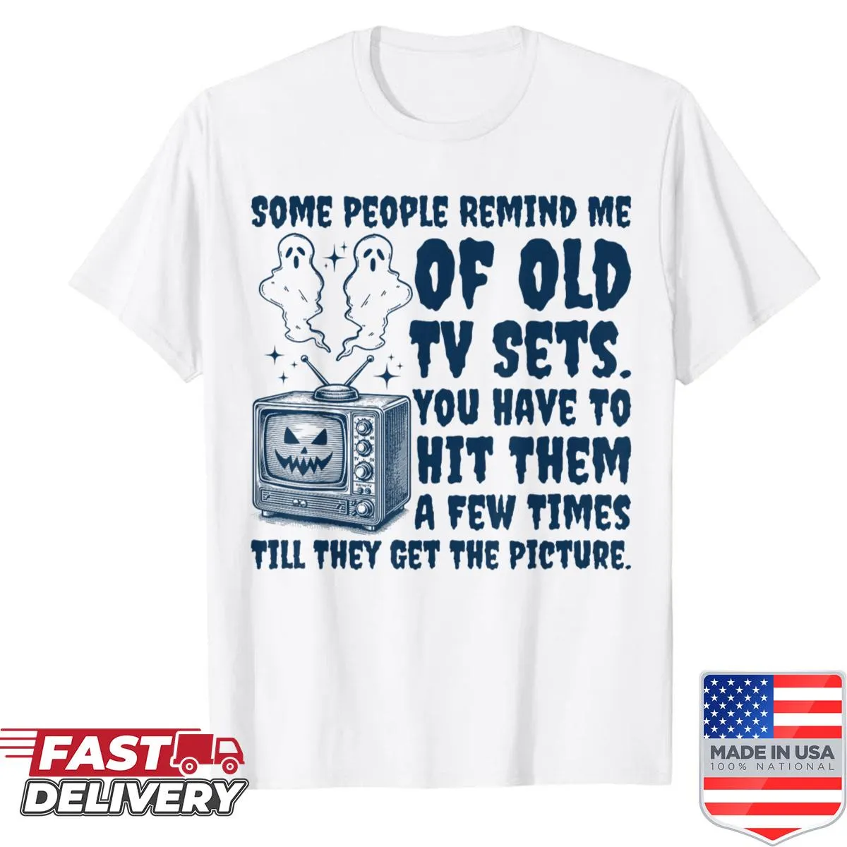 Spooky Halloween shirt with vintage TV set humor