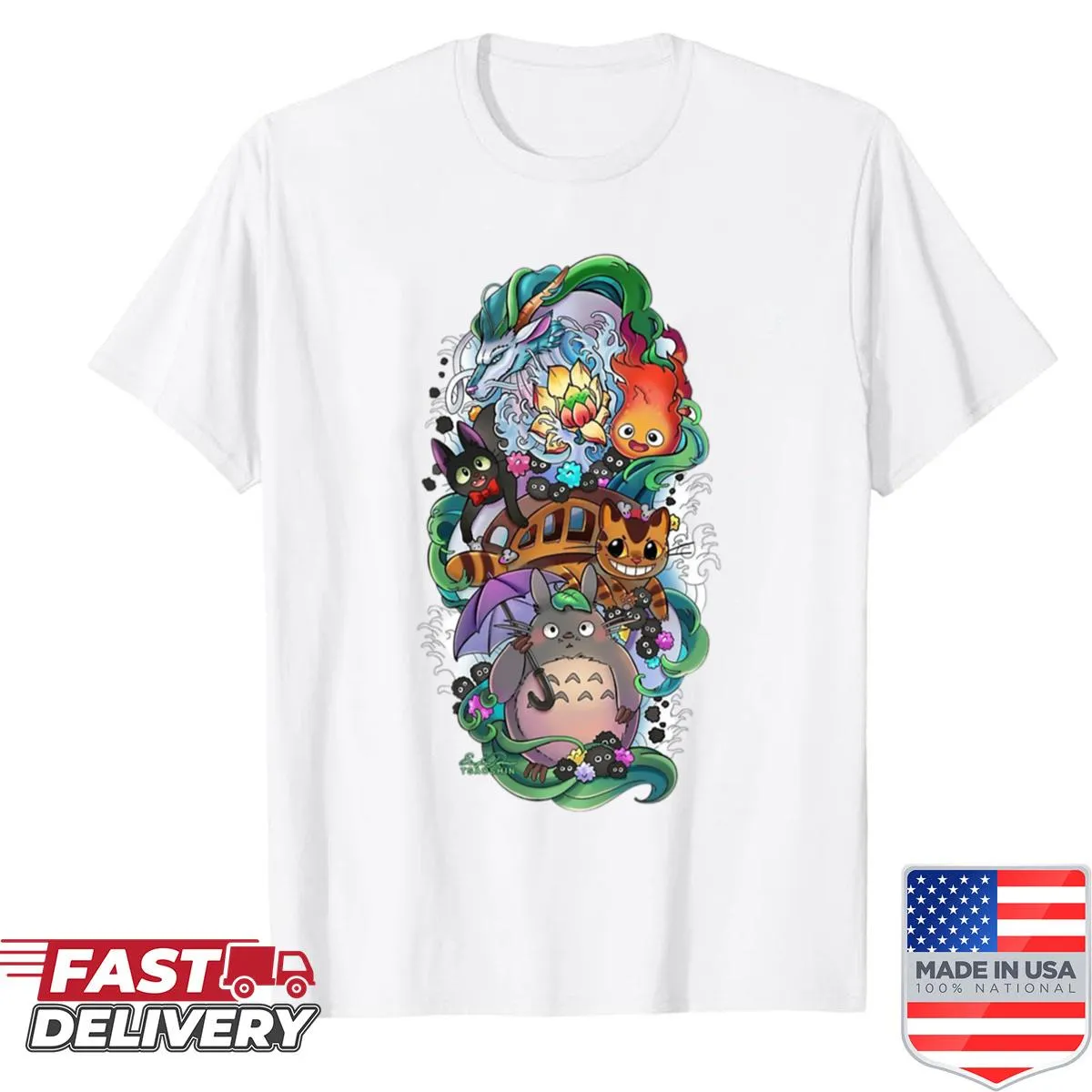 Cartoon-style shirt featuring cute soot sprites
