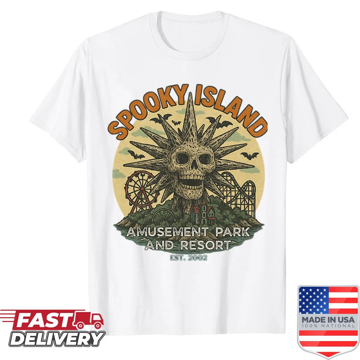 Cartoon skull design with disco theme for Halloween shirt