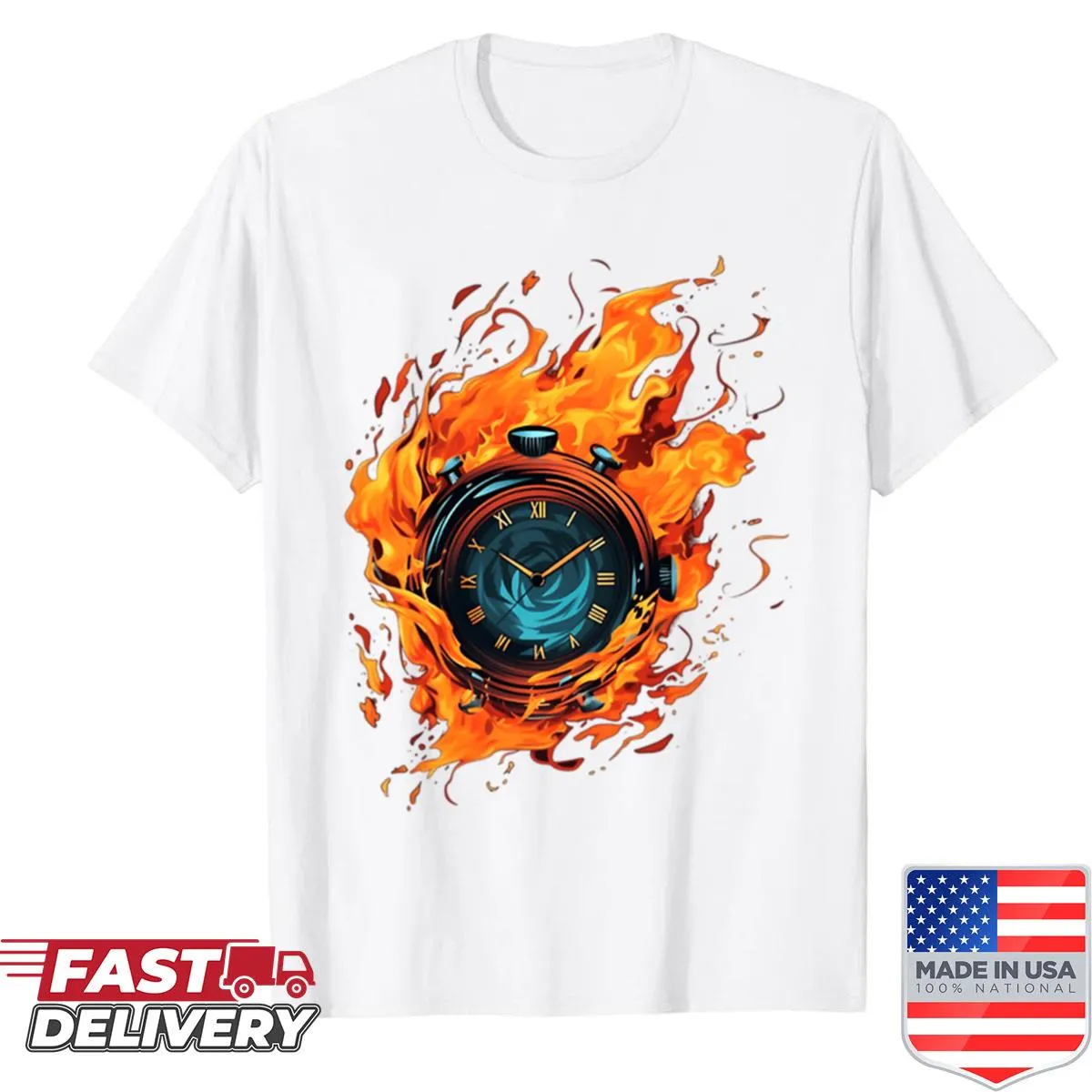 Sporty Stopwatch t-shirt with running-themed graphic