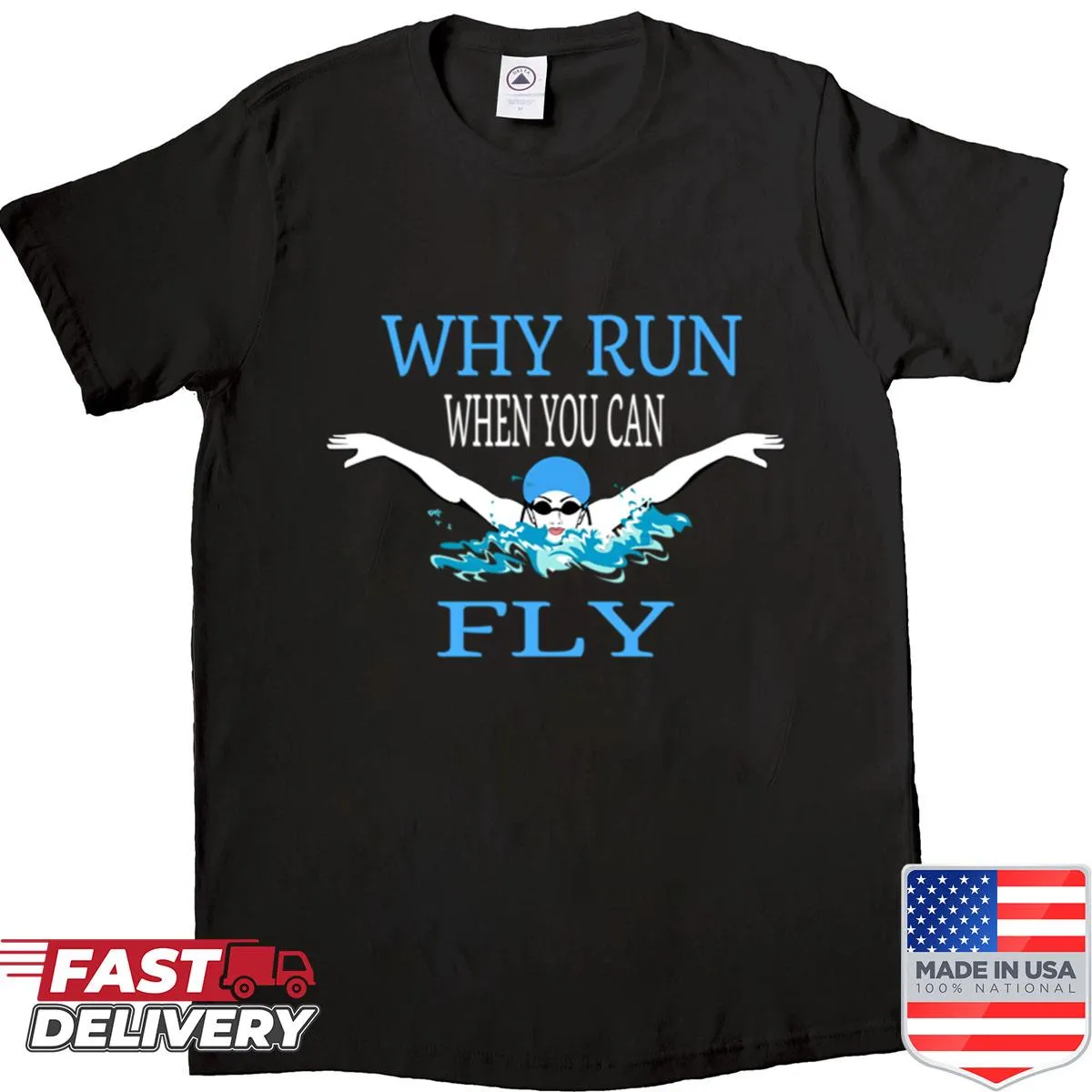 Swim-themed T-shirt with bold text for swimmers and gym-goers.