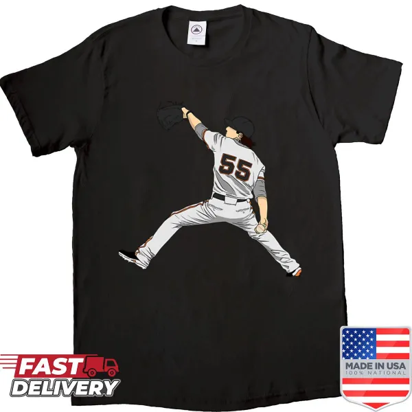 Playful shirt featuring a cartoon batter mid-swing