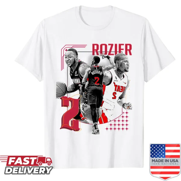 Illustration of basketball player T Rozier in action on shirt