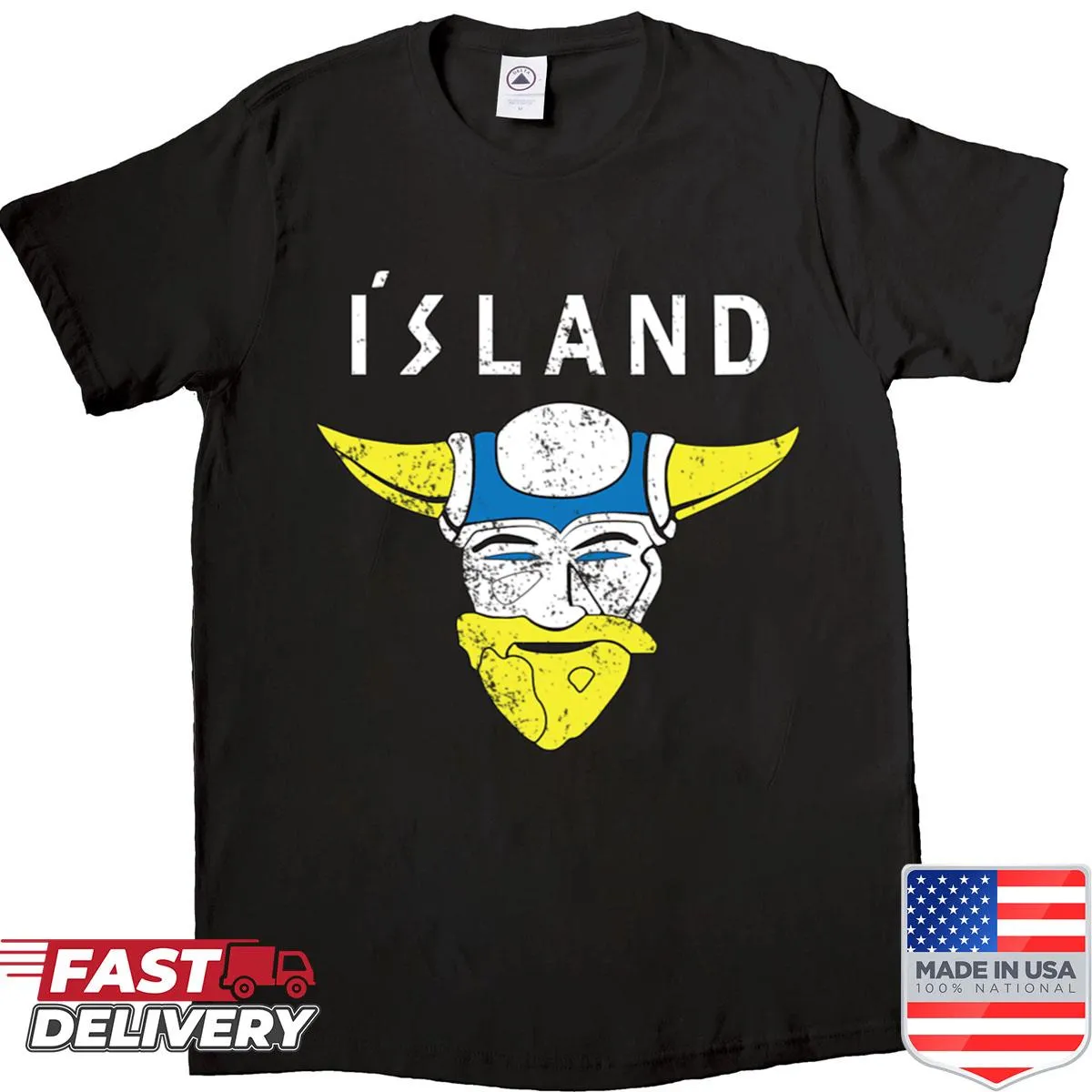 Vintage-style shirt featuring Team Iceland logo from Mighty Ducks.
