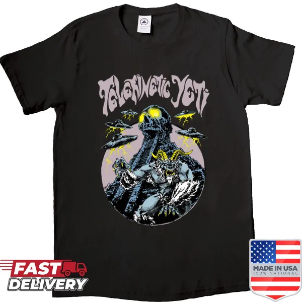 Shirt featuring an illustration of a telekinetic yeti