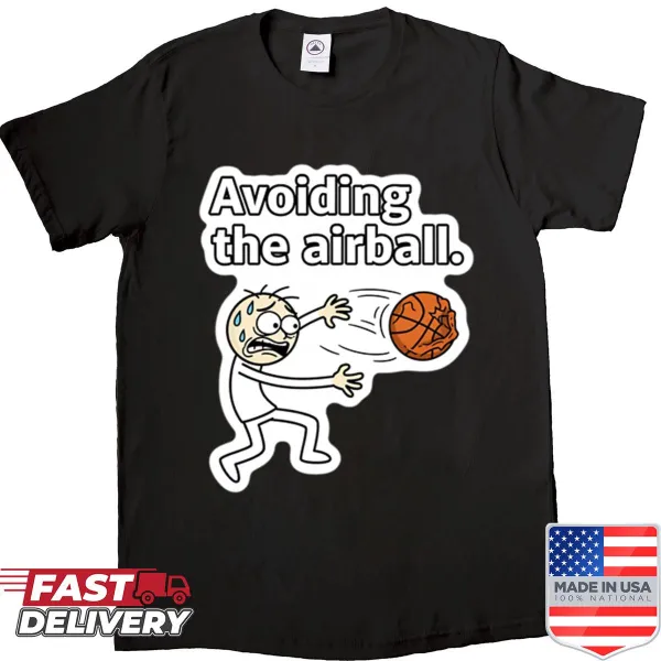 Playful Airball shirt with cartoon-style deflated ball graphic and fun text.