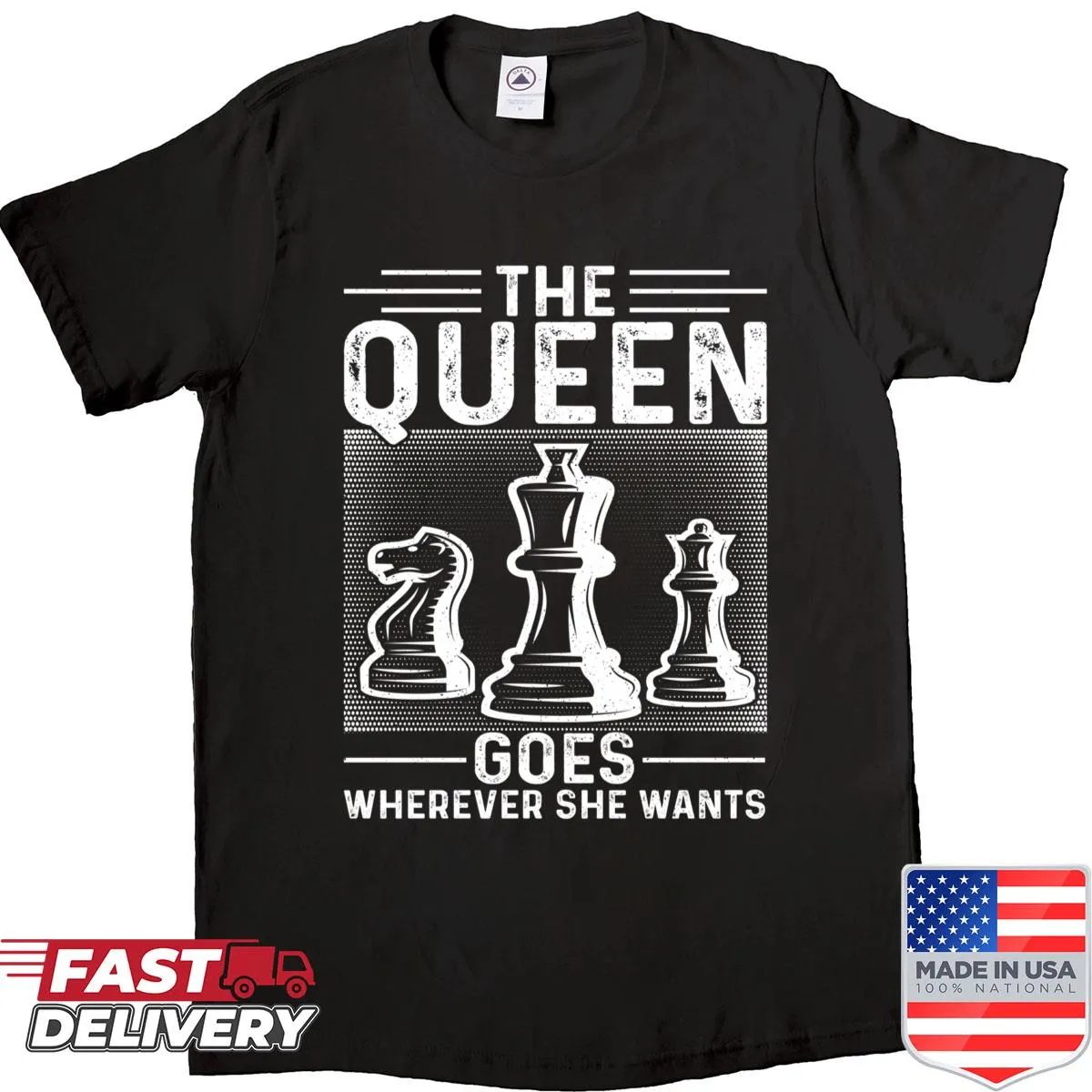 Playful shirt with text declaring a queen's freedom
