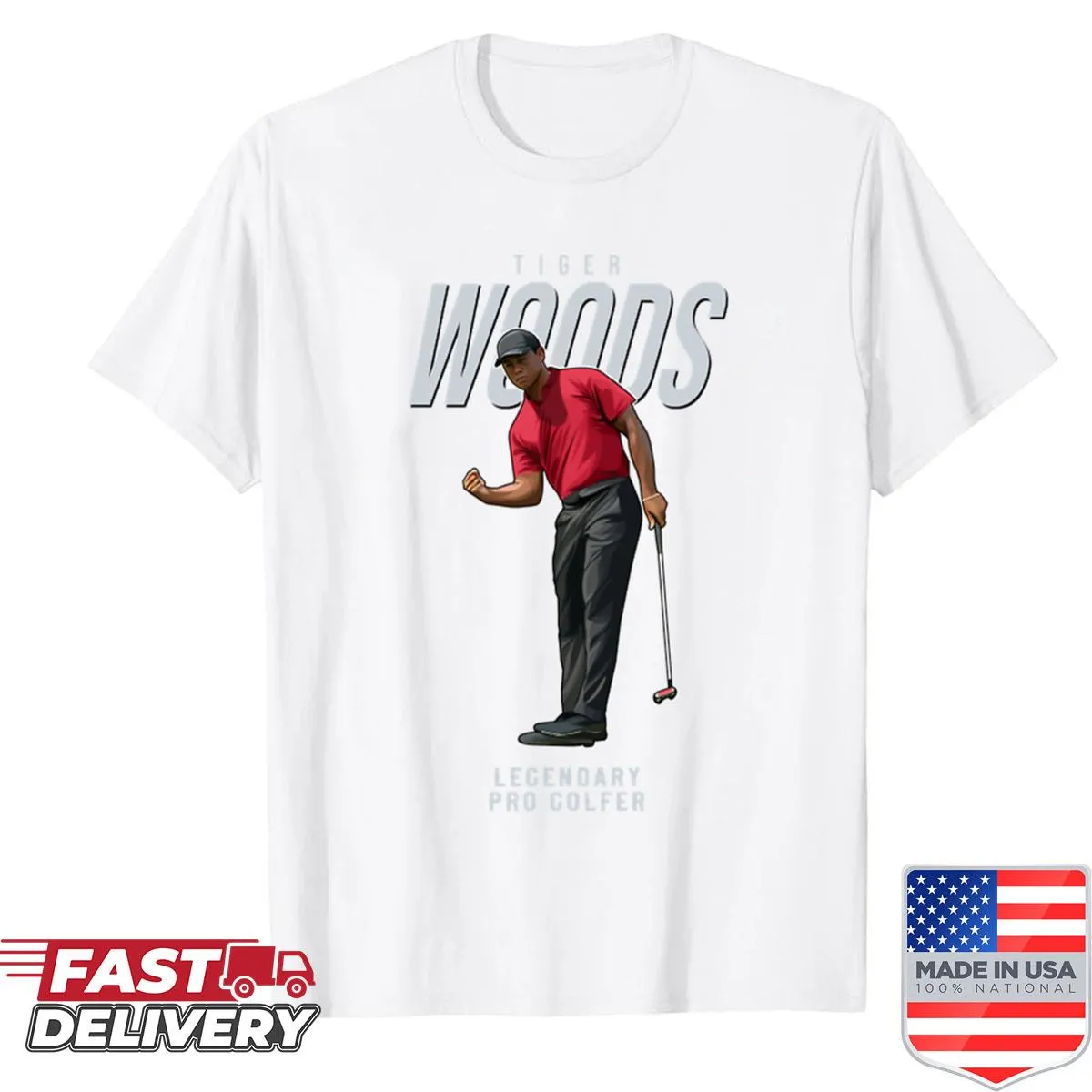 Tiger Woods pro golfer shirt with bold graphic design