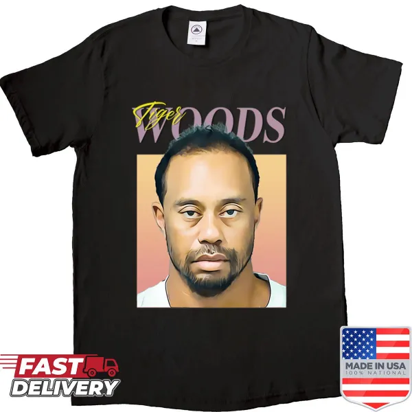 Oversized shirt humorously stating Tiger Woods not involved