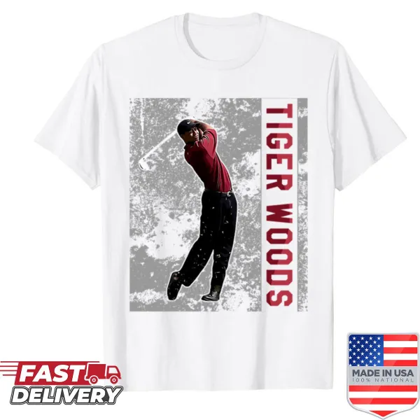 Shirt featuring a graphic homage to Tiger Woods with his silhouette