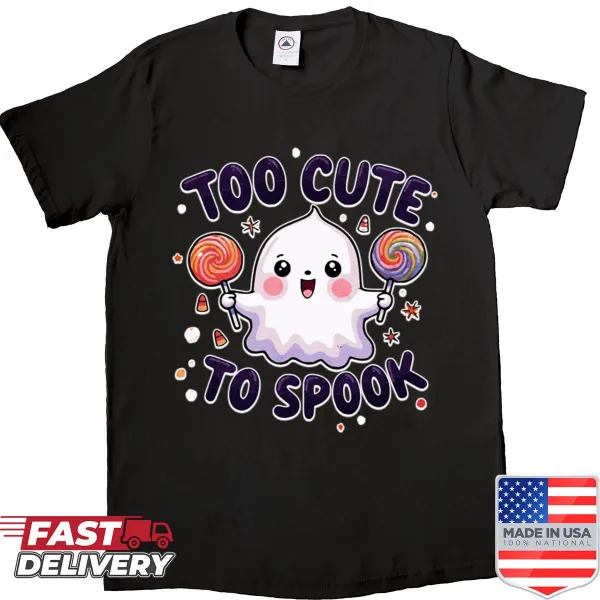 Kawaii Halloween ghost graphic on a playful t-shirt