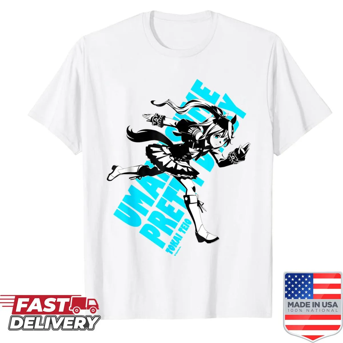 Illustrated characters from Umamusume Pretty Derby on a shirt