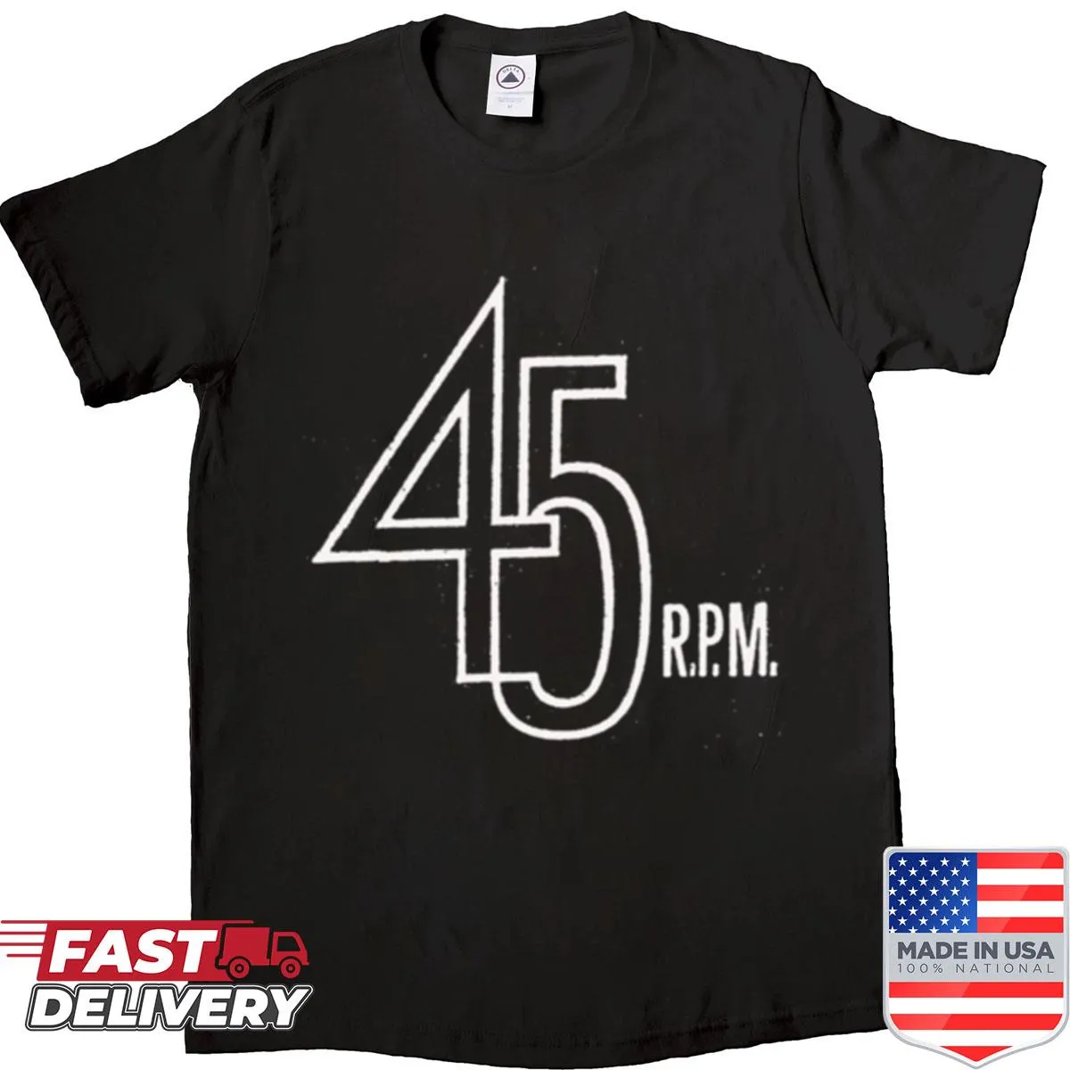Vintage 45 RPM record graphic shirt