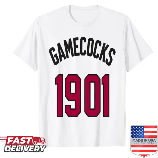 Vintage-inspired Gamecock shirt with bold numbers in a distressed style