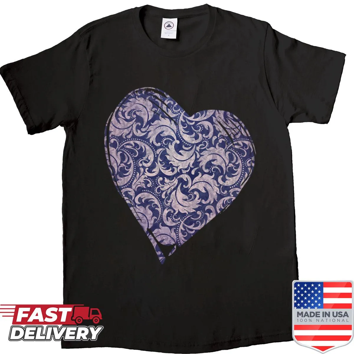 Elegantly designed shirt with vintage purple damask floral pattern