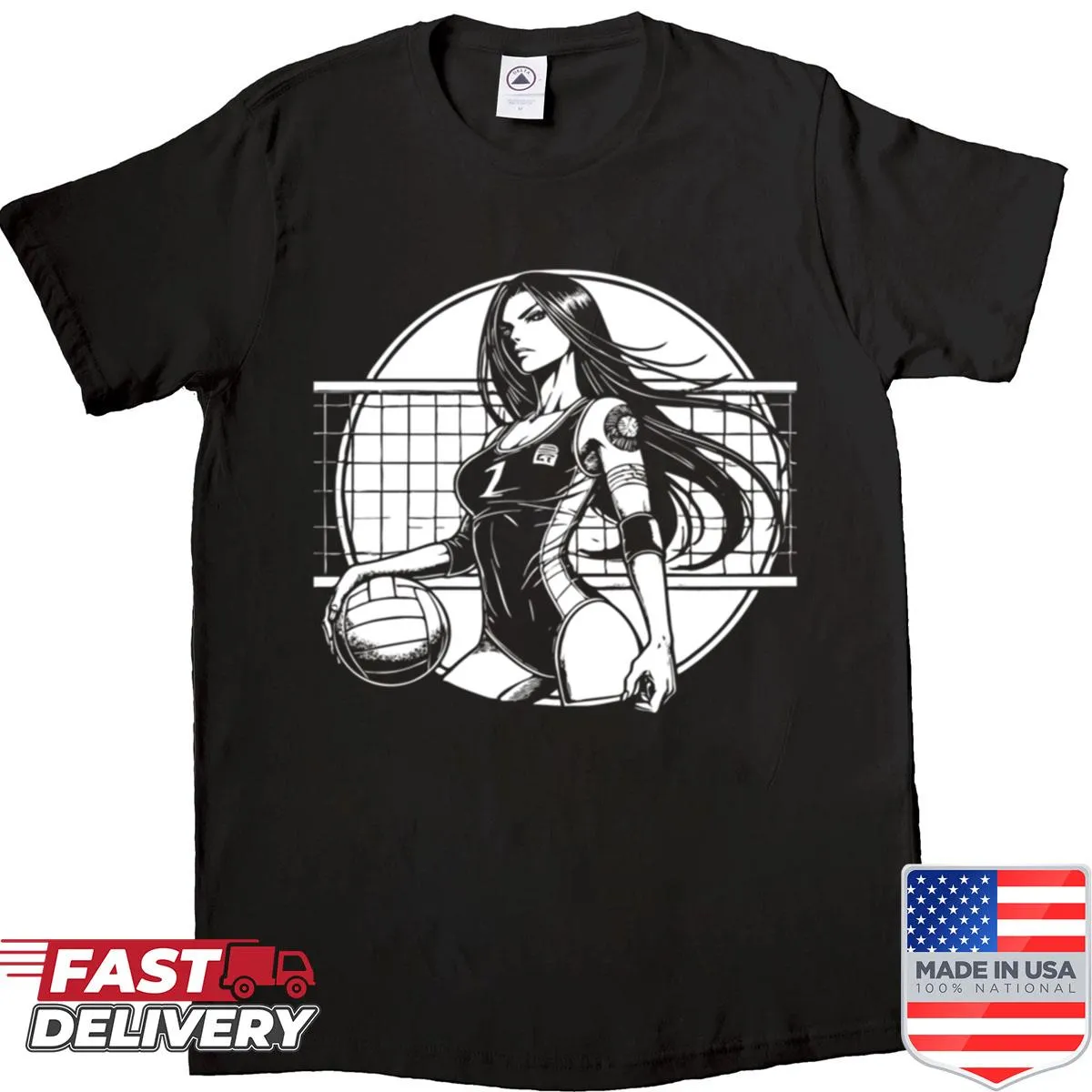 T-shirt with a volleyball design inspired by Japanese artwork