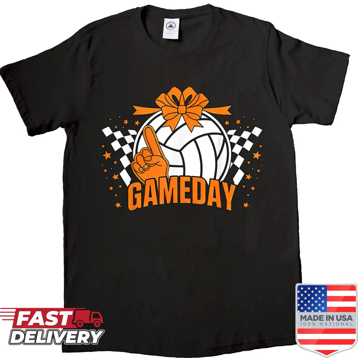 Vintage-style T-shirt for volleyball moms with cheer elements