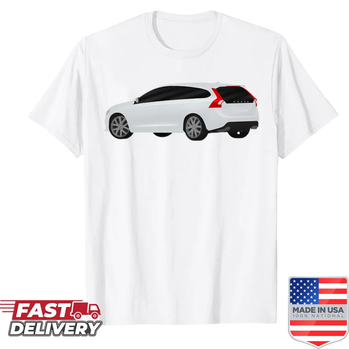 Shirt featuring a minimalist silhouette of the Volvo V60