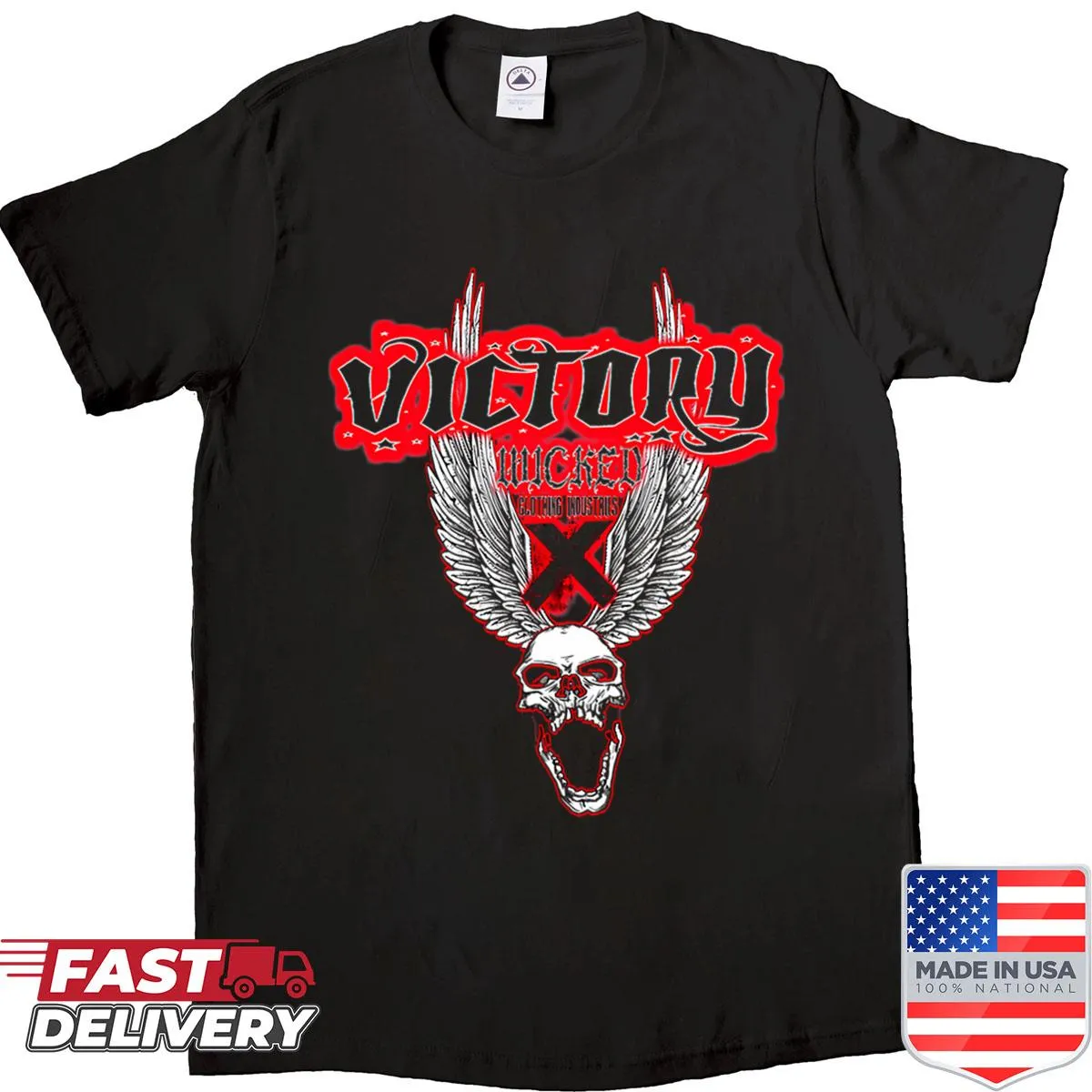 Bold typography shirt celebrating victory