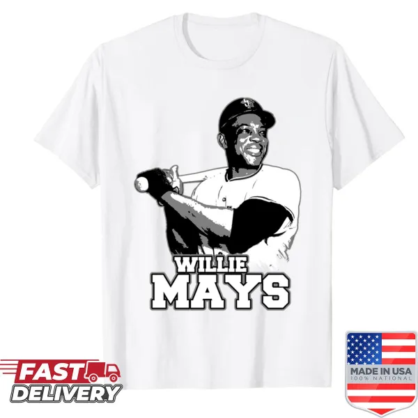 Oversized shirt featuring illustration of baseball legend Willie Mays