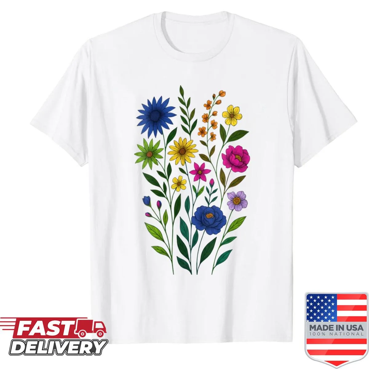 Floral design tee featuring nature artwork for women