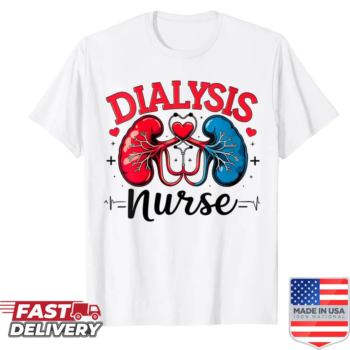Tribute shirt for dialysis nurses featuring a heartfelt design