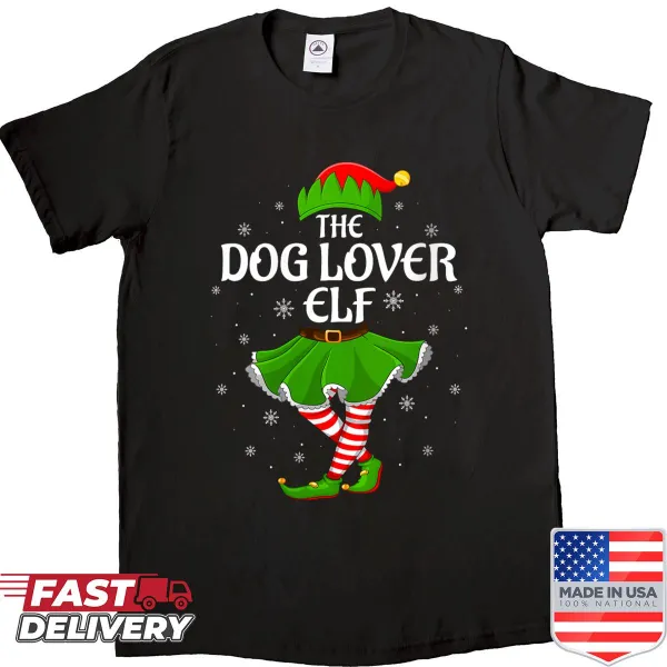 Elf-themed Christmas shirt for women and dog lovers