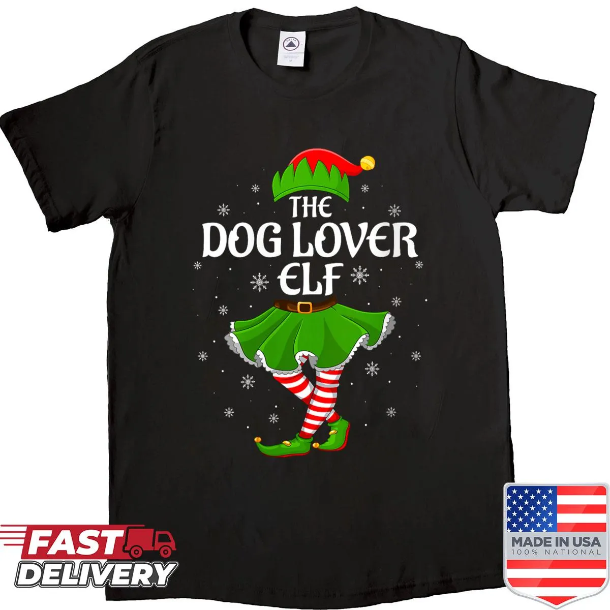 Elf-themed Christmas shirt for women and dog lovers