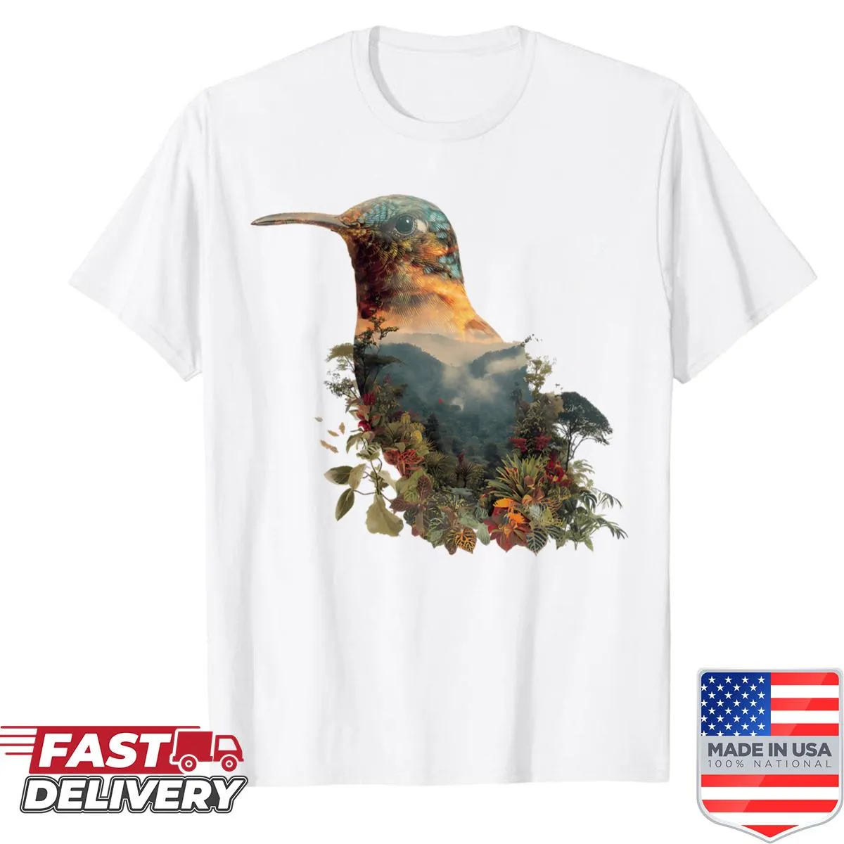 Hummingbird graphic shirt designed for animal lovers