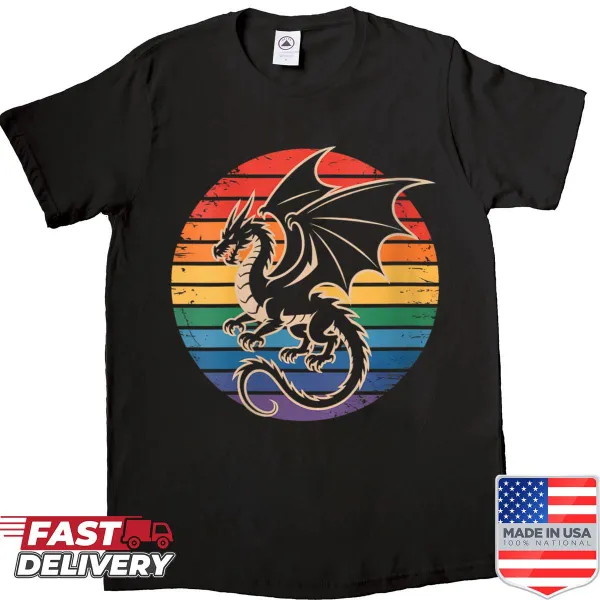 Vintage dragon shirt for kids featuring a mythical creature