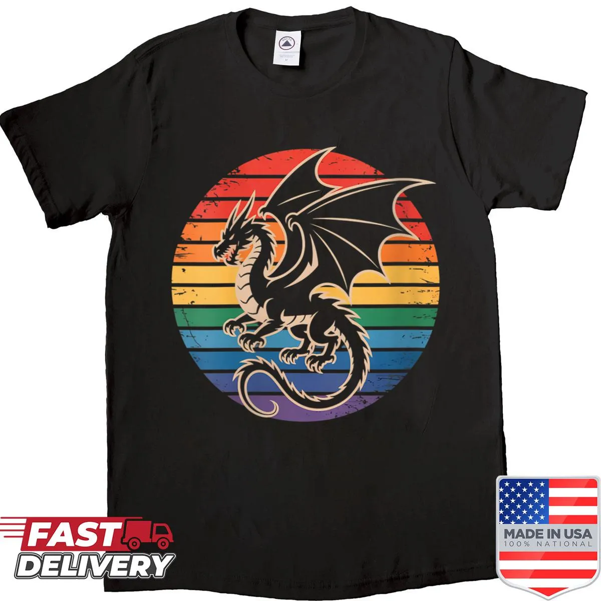 Vintage dragon shirt for kids featuring a mythical creature