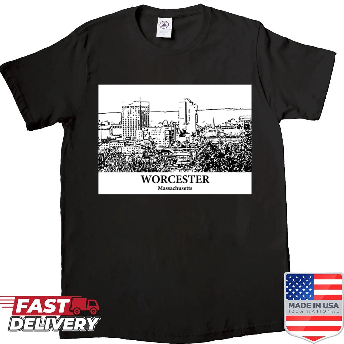 Worcester Massachusetts graphic t-shirt with simple typography