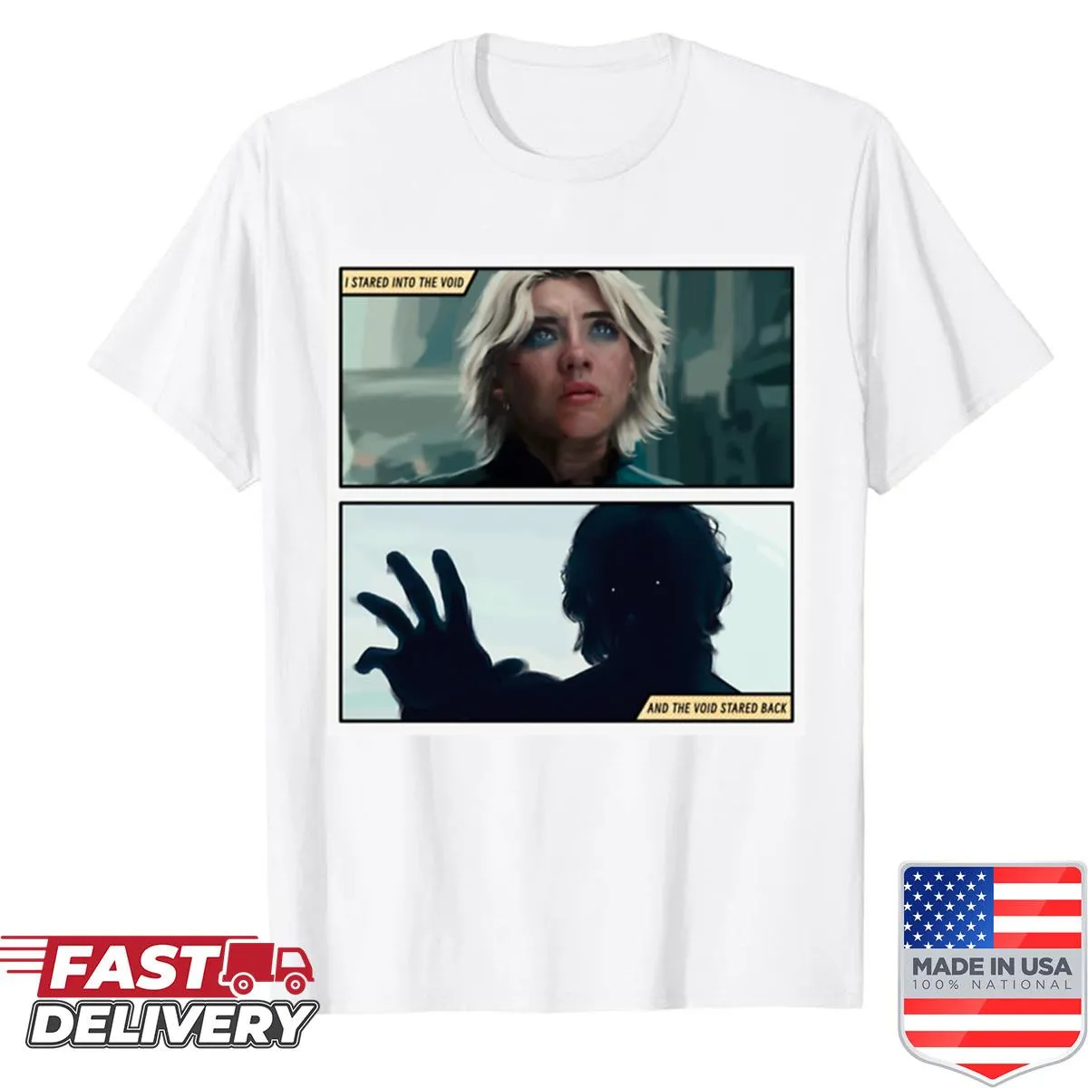 Whimsical fantasy shirt featuring Yelena and the void
