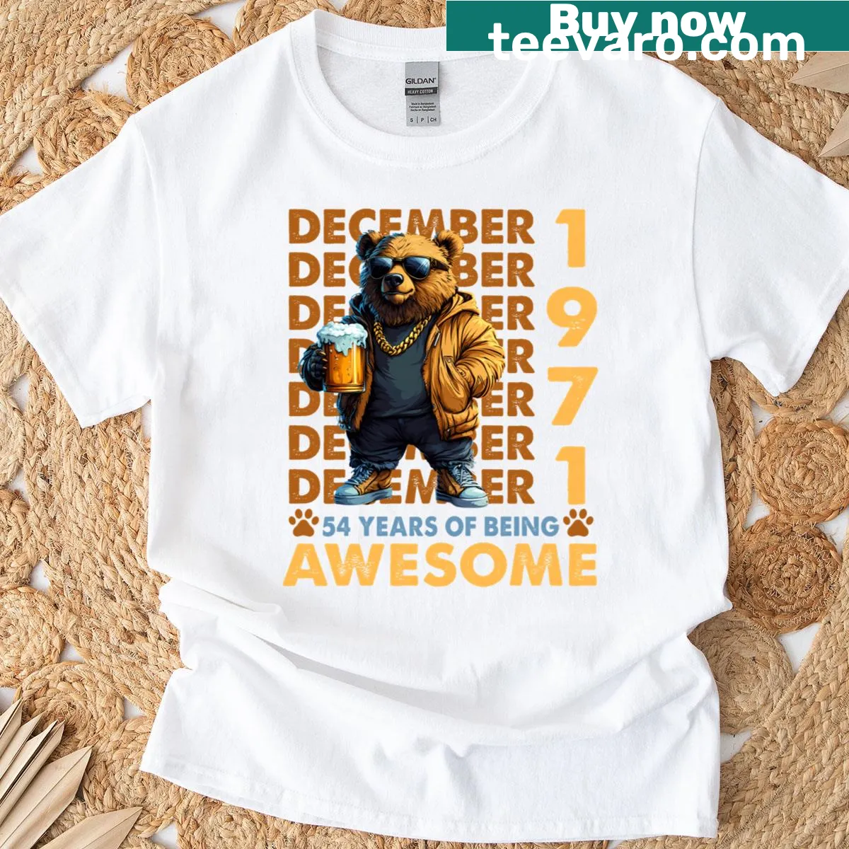 Funny bear graphic for 54th birthday on T-shirt — on a men's t-shirt