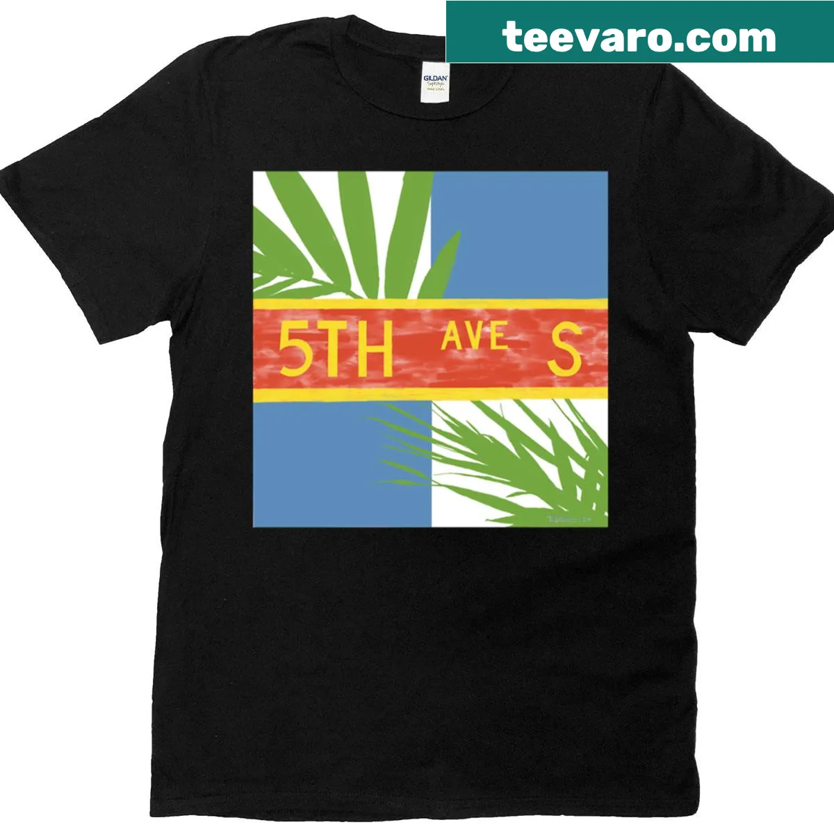T-shirt featuring '5th Ave S' text design — on a men's t-shirt